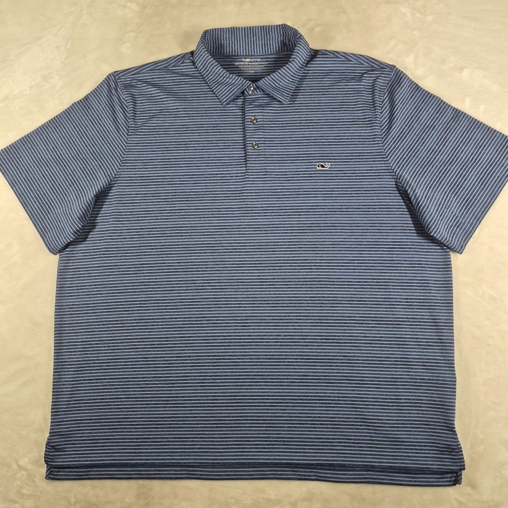Vineyard Vines On-The-Go Sankaty Polo Shirt Men's 3XB Blue Striped Golf OTG